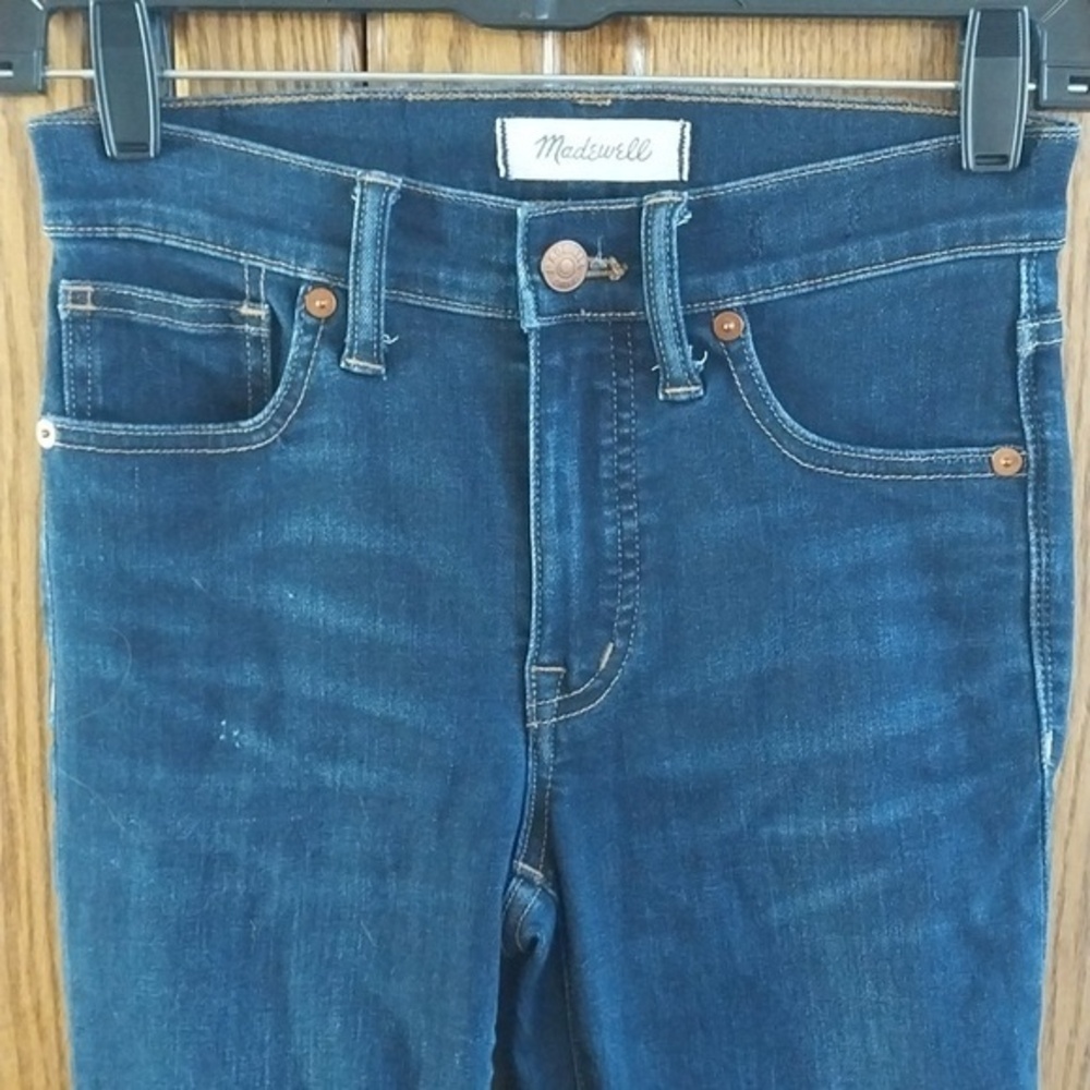 Madewell 9" High Rise Skinny Jeans Sz 24 Dk Blue Wash Distressed 5 Pocket Fitted